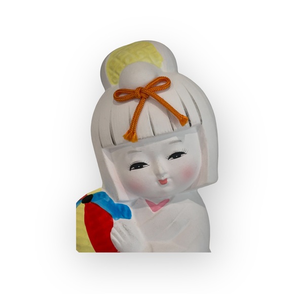 Vintage Japanese Hakata Pottery Kimono Doll Artisan Handpainted Unglazed - Picture 7 of 9